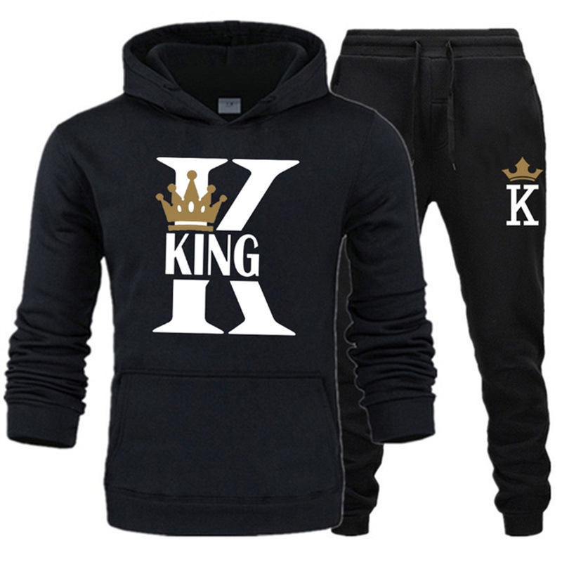 Outdoor Sport Hoodie - Kとqのプリント2ピースのトラックスーツセットアウトドアスポーツ、ユニセックススウェットシャツとパンツスーツ、フード付きスポーツウェア、S-3XL、秋冬