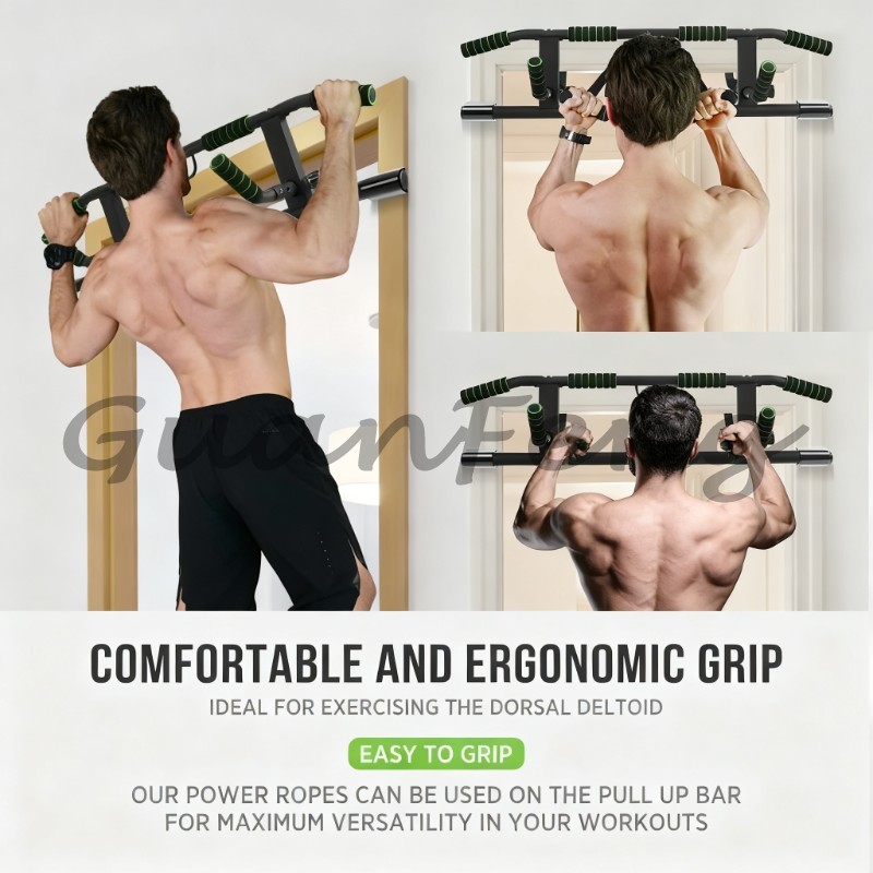Chin Bar Doorway - ドアフレーム用ネジ不要懸垂・チンアップ・ディップバー、ドア枠取り付け懸垂バー、安全なホームフィットネスエクササイズバー（ボディワークアウトトレーニング用）