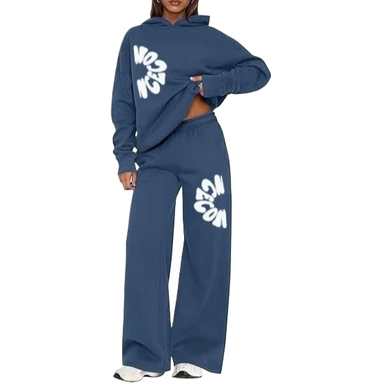 Outdoor Sport Outfit - 2026年最新卸売 レディースプリントフード付きジャンパー ジョガーセット オーバーサイズ リラックス スポーツトラックスーツ