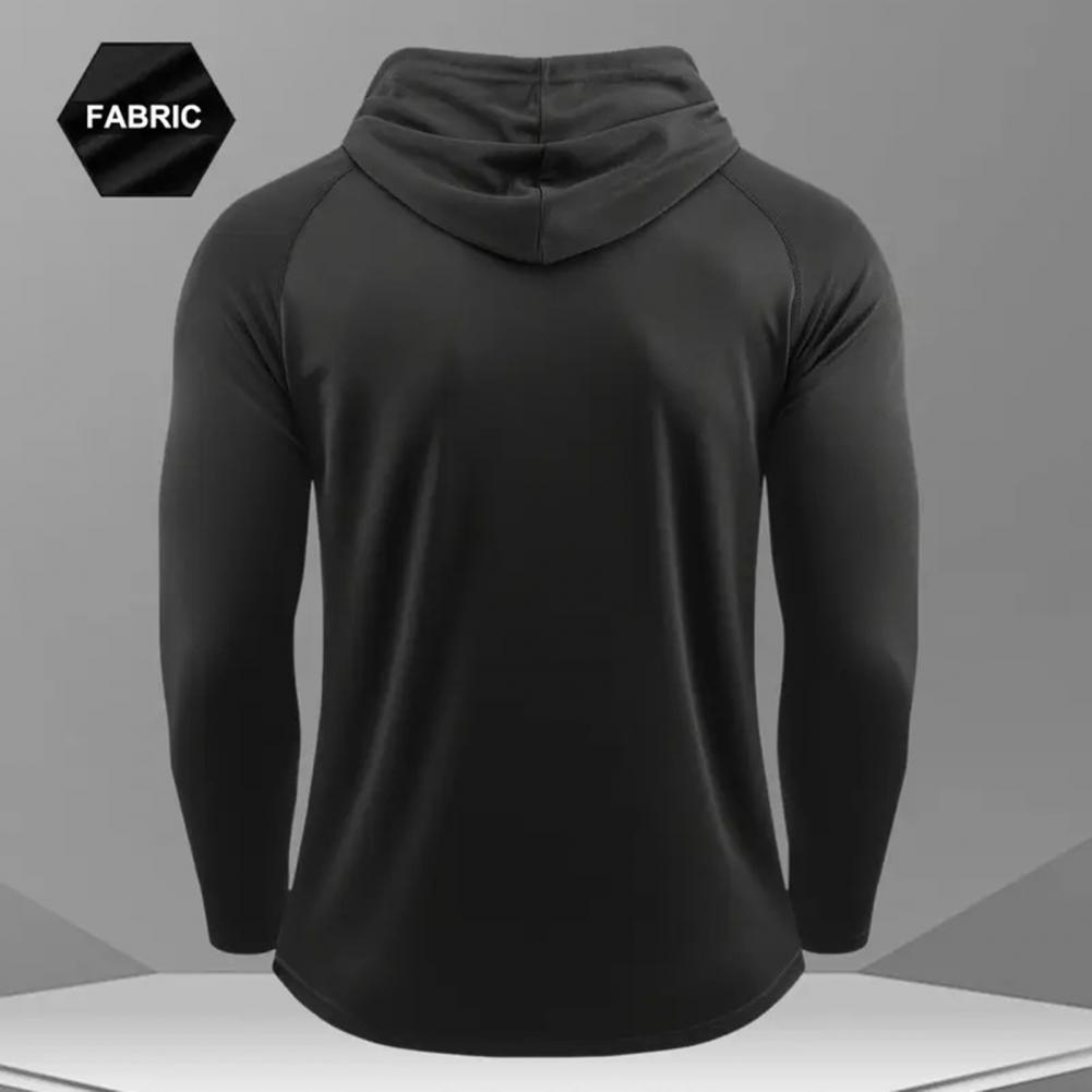 Outdoor Sport Hoodie - メンズ速乾長袖フーディー吸汗ジムトレーニングTシャツルーズフィットランニングバスケットボールスポーツジョギングトレーニング用