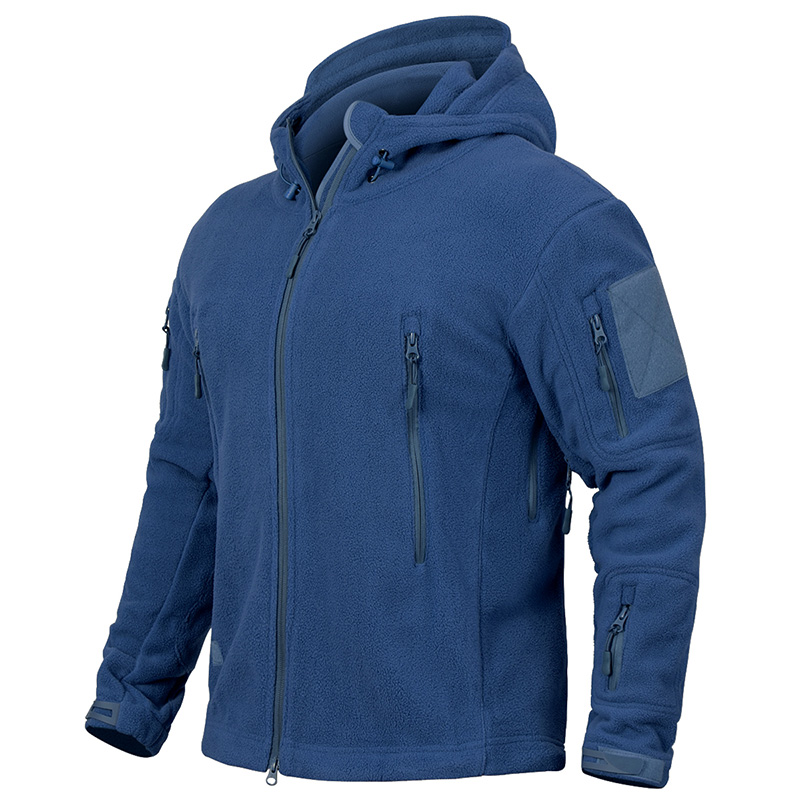 Outdoor Sport Hoodie - 冬の戦術的なフリースパーカージャケット男性暖かい屋外スポーツフード付きコートマルチポケットカジュアルフルジップハイキングジャケット