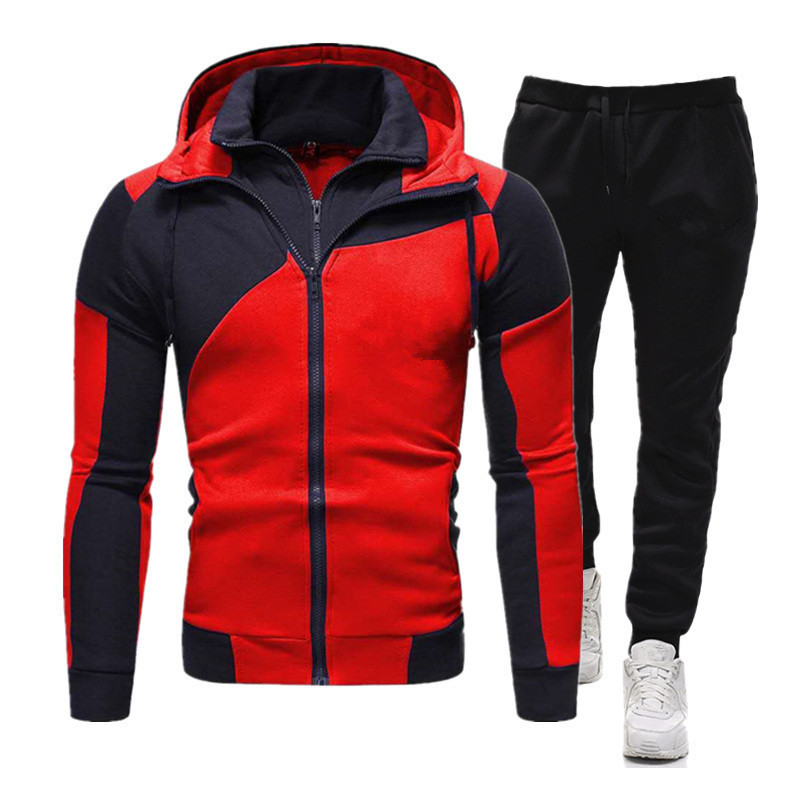 Outdoor Sport Outfit - 春の秋2020メンズスウェットスーツセットトラックスーツ男性衣装フルスリーブフード屋外スポーツアウトドアウエアメンズフード付きスーツでトップス