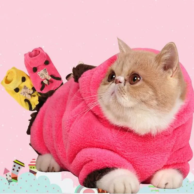 Outdoor Sport Festival - 猫服 暖かいコーラルベルベット フェスティバルキット 猫コート、子犬犬服 アウトドアパーティー服 猫用