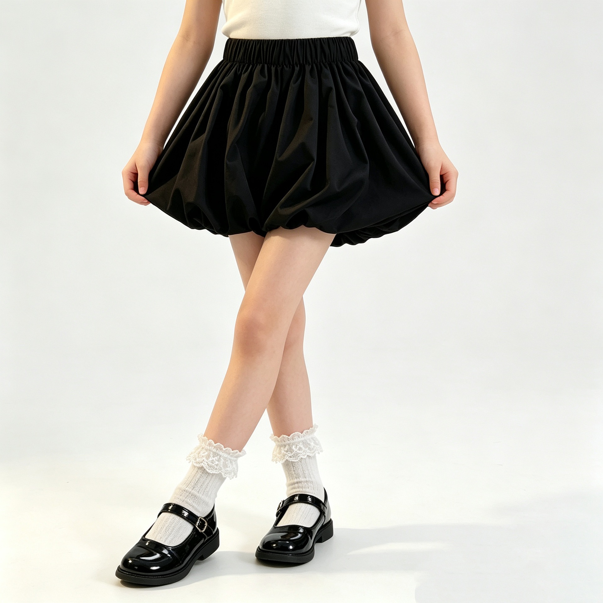 Outdoor Sport Outfit - 女子学生バブルスカートブルマーズゴムウエストパフィースカートショーツ子供用夏2026多用途カジュアルアウトドアスポーツ衣装