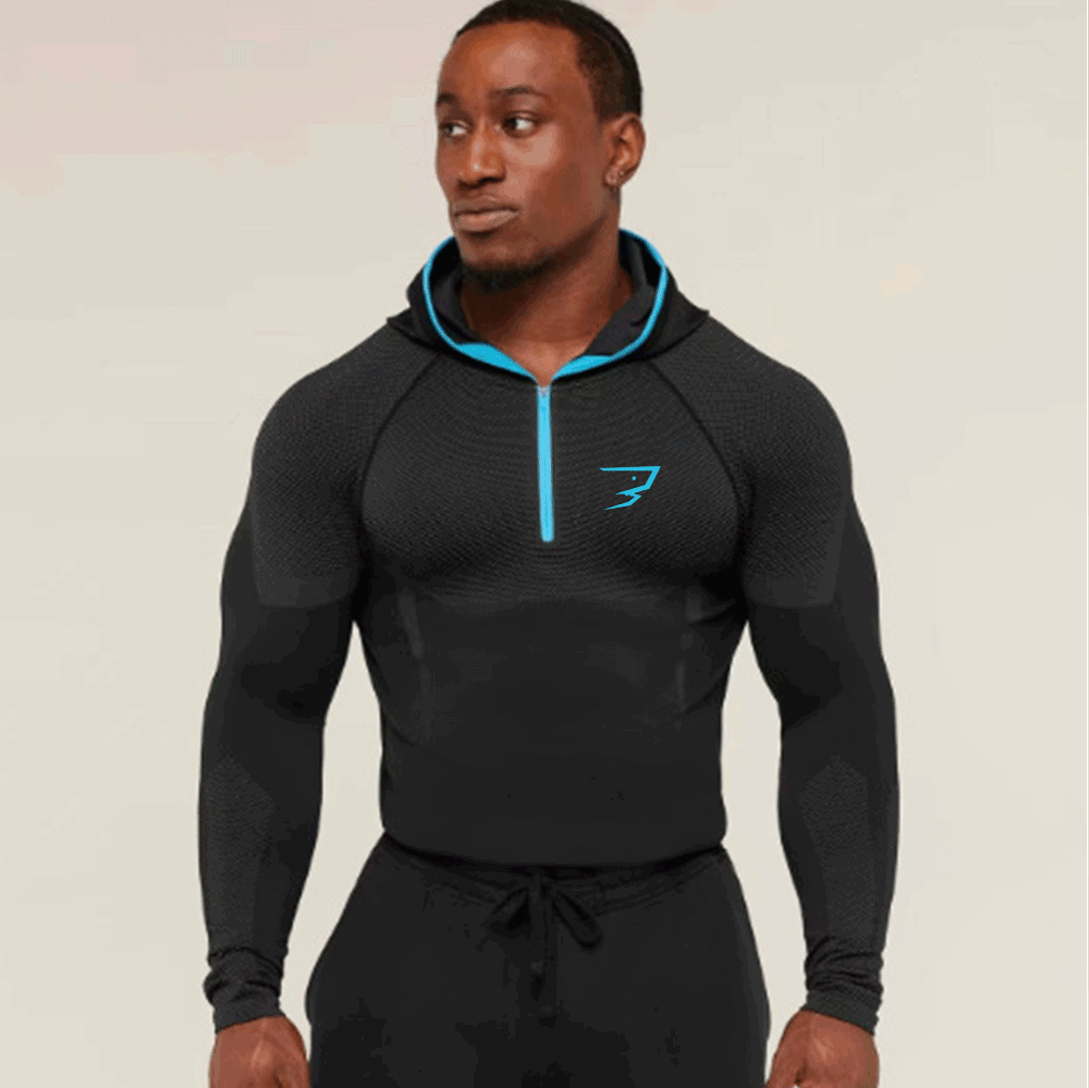 メンズ速乾コンプレッションフーディー長袖ハーフジップジムシャ - Outdoor Sport Hoodie のレビューと価格