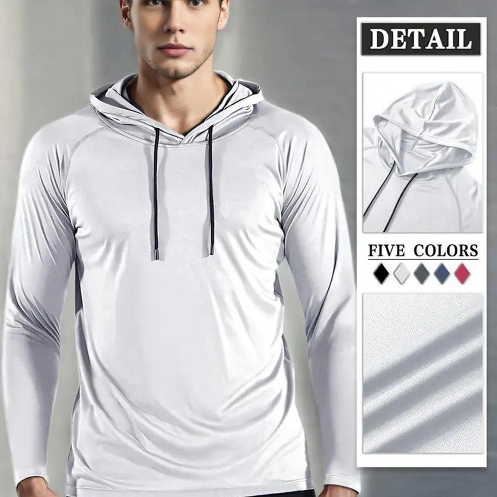 メンズ速乾長袖フーディー吸汗ジムトレーニングTシャツルーズフ - Outdoor Sport Hoodie のレビューと価格