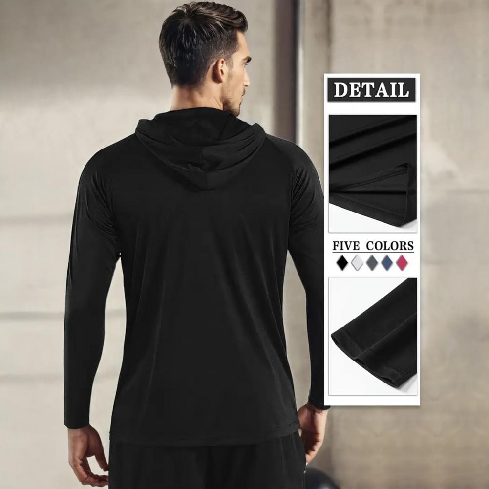 メンズ速乾長袖フーディー吸汗ジムトレーニングTシャツルーズフ - Outdoor Sport Hoodie のレビューと価格