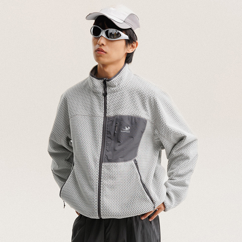 秋冬ポーラーフリース波状ストライプジャケット男性女性アウトド - Outdoor Sport Winter Jacket のレビューと価格