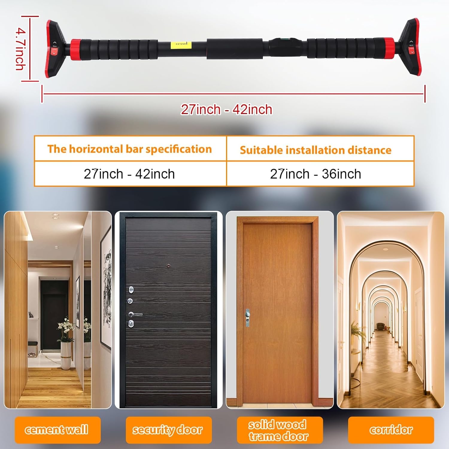 懸垂バー、ドア枠用チンニングバー（レベルメーターと自動ロック - Chin Bar Doorway のレビューと価格