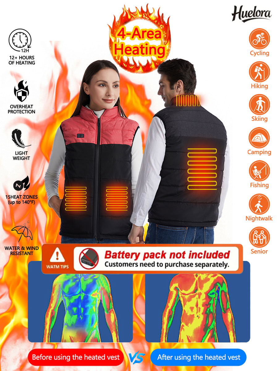 4エリア加熱式冬用スタンドカラーベスト メンズ 暖かい加熱ベ - Outdoor Sport Area のレビューと価格