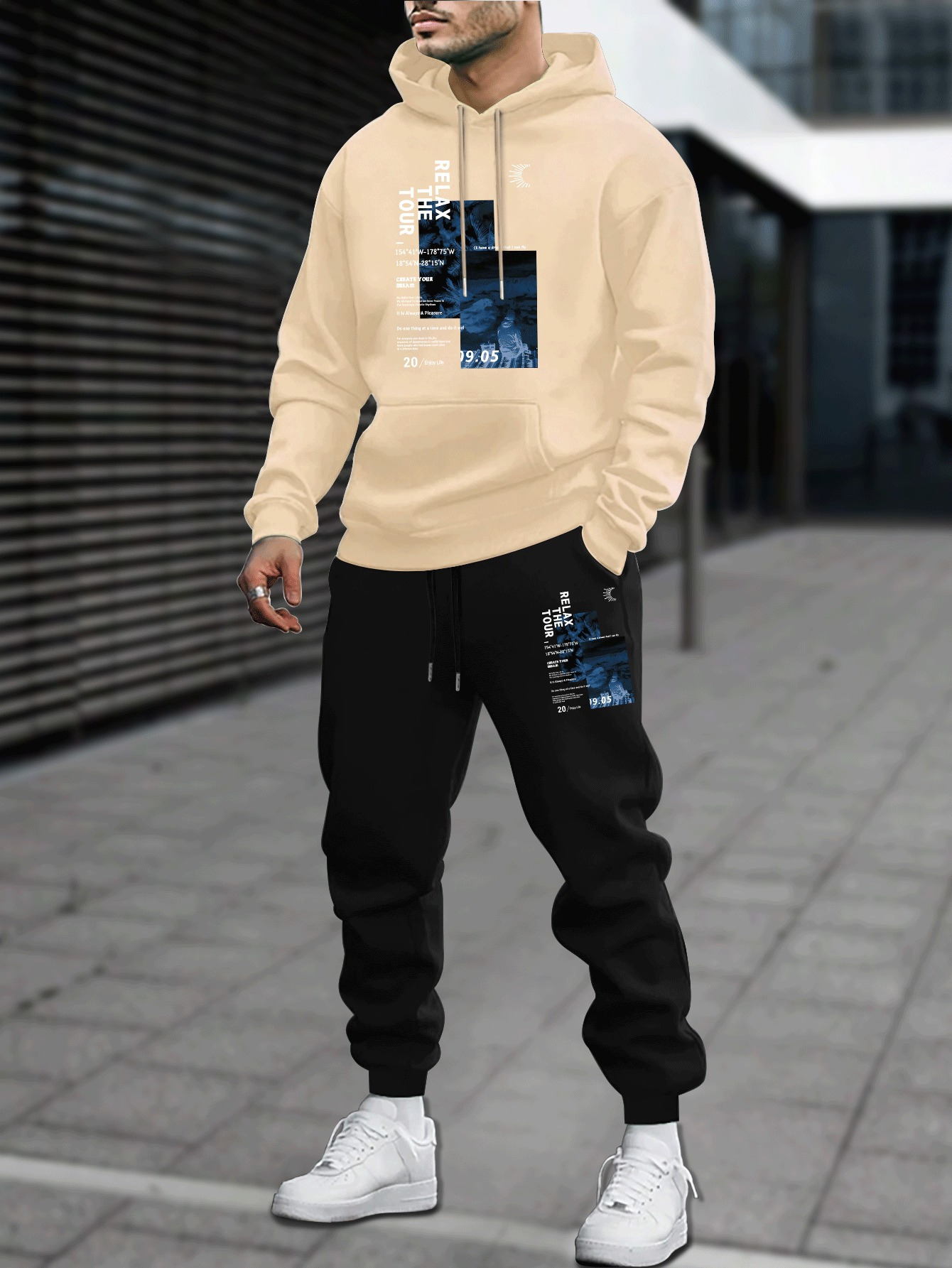男性秋冬パーカースウェットパンツ 2 点セットアメリカンハイ - Outdoor Sport Hoodie のレビューと価格