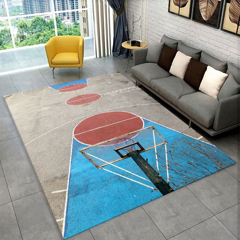 レトロバスケットボールコートスポーツ大面積ラグ滑り止め耐久性 - Outdoor Sport Area のレビューと価格