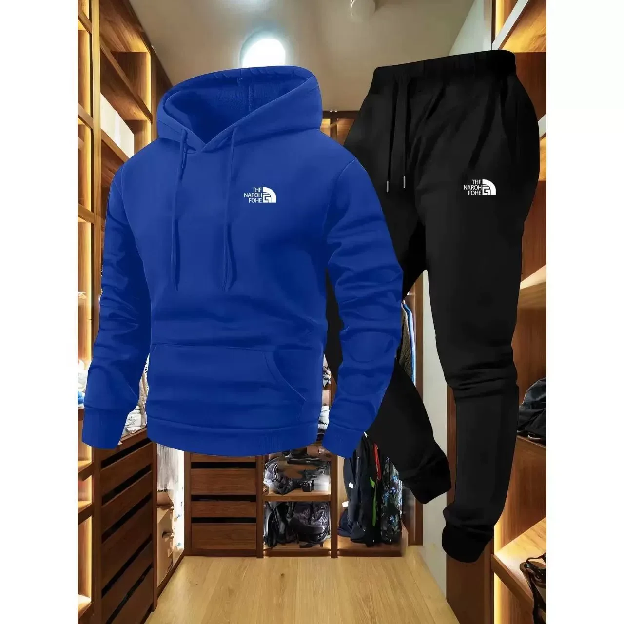 メンズ秋冬柄カジュアルツーピースセット、フード付きスウェット - Outdoor Sport Hoodie のレビューと価格
